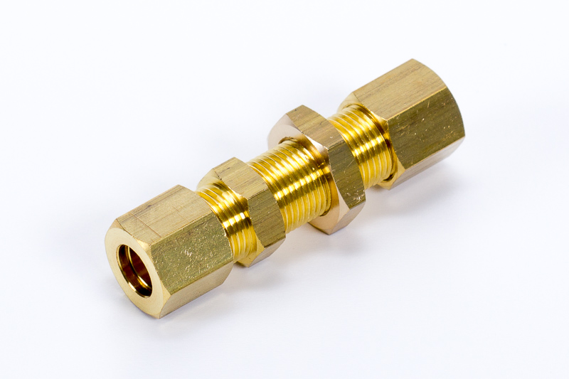 Straight bulkhead fittings, compression fitting connectors