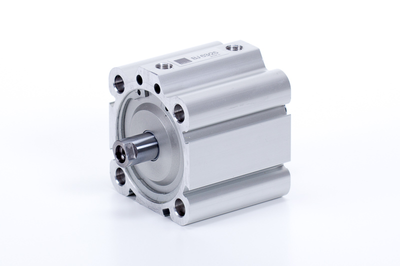 Double acting, through piston rod
