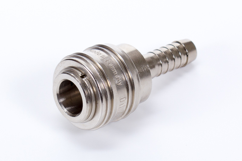 Sockets, barbed hose connection, European profile