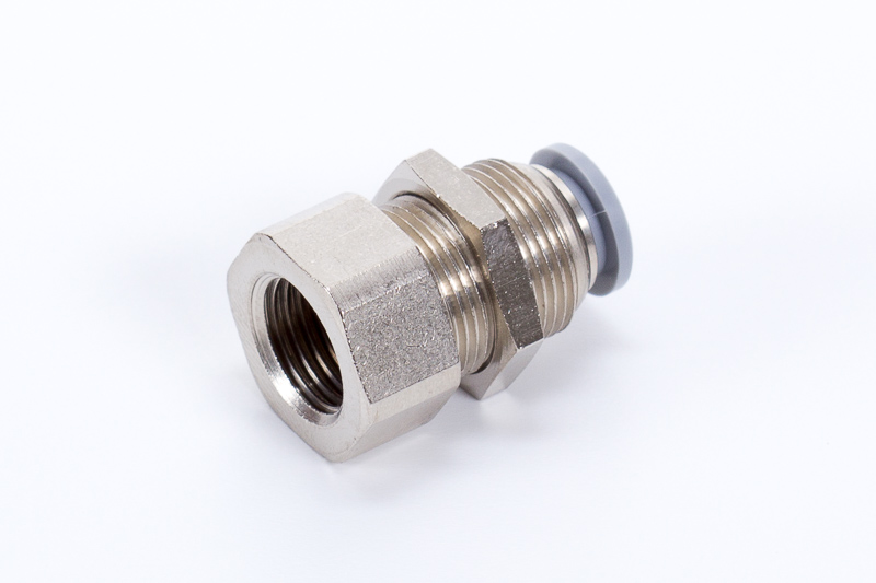 Straight bulkhead fittings, female thread, metal