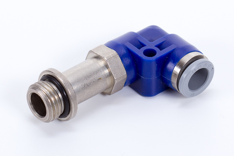 Elbow push-in fittings, turnable, with extension, POM