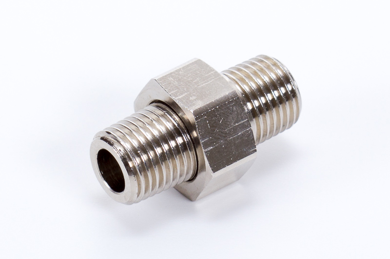 Double nipple, 3-piece, 2 x male thread, conical