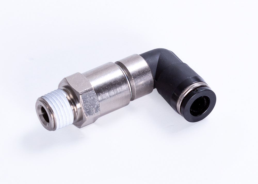 Rotary fittings with self-sealing thread